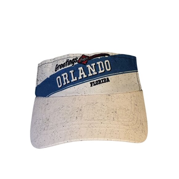 Robin Ruth Greetings From Orlando Florida Adjustable Visor Hat Black Beige Adult - Picture 1 of 5